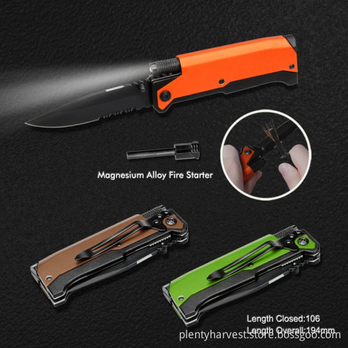 Deluxe Pocket Knife with LED Flashlight (#3342)
